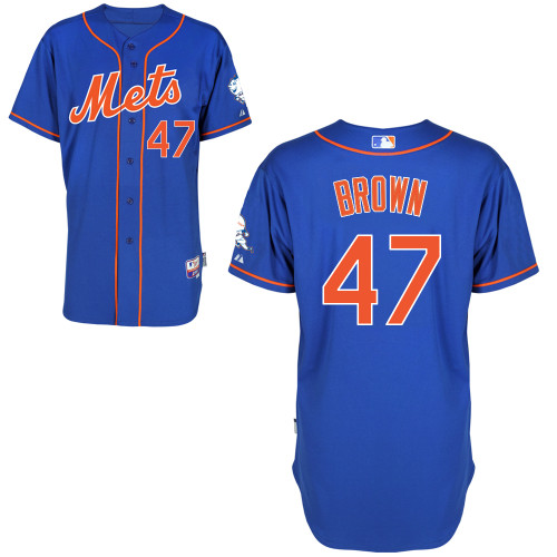 Andrew Brown #47 MLB Jersey-New York Mets Men's Authentic Alternate Blue Home Cool Base Baseball Jersey